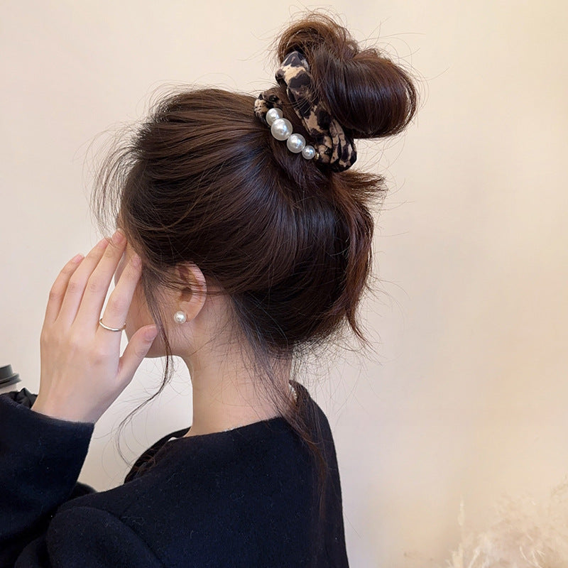 Wholesale Autumn and winter vintage velvet leopard print large hair rope